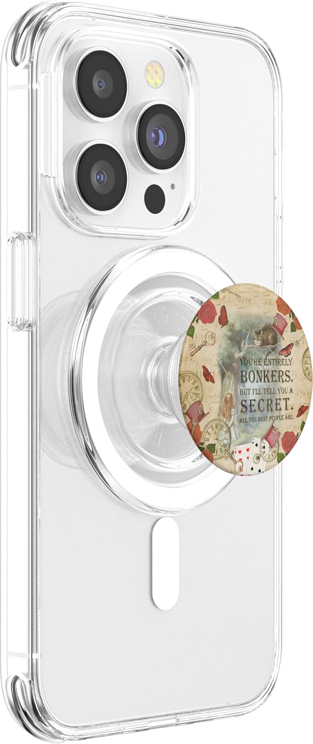 Alice & The Cheshire Cat Collage - Bonkers Quote PopSockets PopGrip: Swappable Grip for Phones & Tablets PopSockets MagSafe PopGrip for iPhone