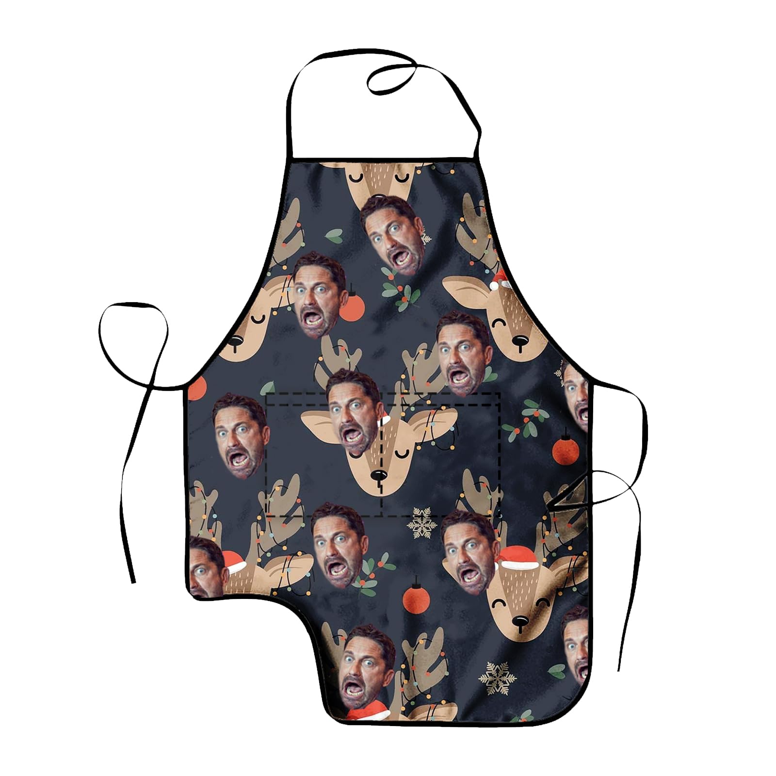 Personalised Apron Christmas Apron Customise Any Text Any Photo Christmas Printed Apron Personalised Apron With Pockets Custom Apron Gift For Your Lover (B) — image 1