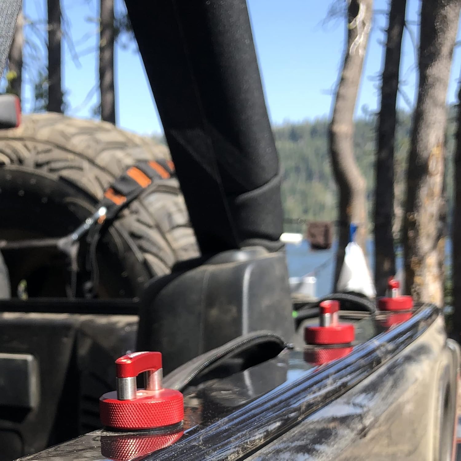 ROCKWORKX Billet Aluminum JKU Hard Top Quick Removal Fastener Thumb Screw, Integrated D Ring