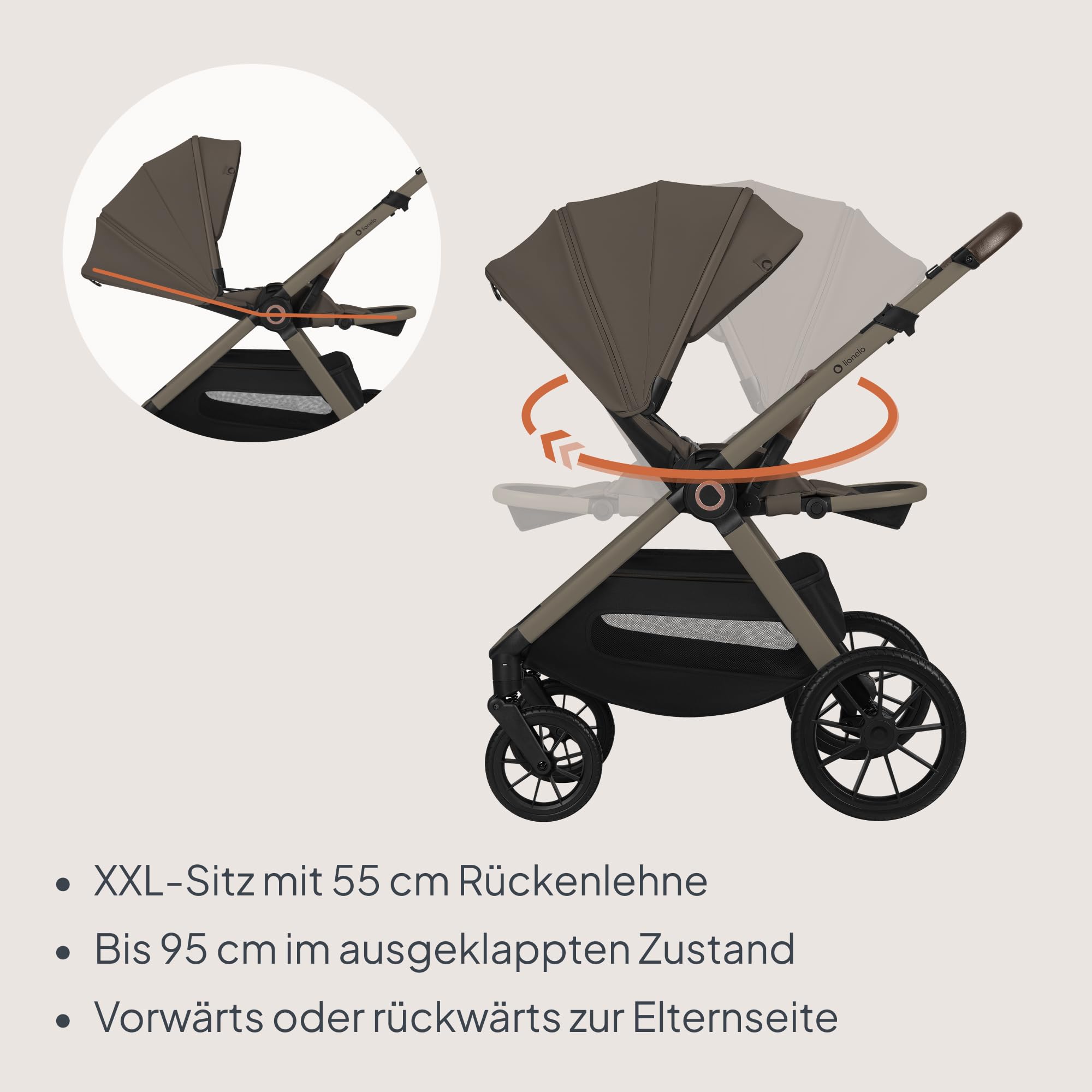 Lionelo Layla Kinderwagen 3 in 1 (0-4 Jahre, 0-22 Kg) Reisesysteme Set mit Babyschale I-Size 40-87 Cm, Babywanne und Sportsitz, Liegeposition, Federung, PU-Räder, UPF50+ Verdeck