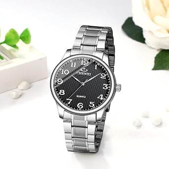 JewelryWe Watches Men Women Analogue Quartz Wrist Watch 30 m Waterproof Stainless Steel Bracelet Business Casual Watch with Luminous Hands and Watch Tool Various Models