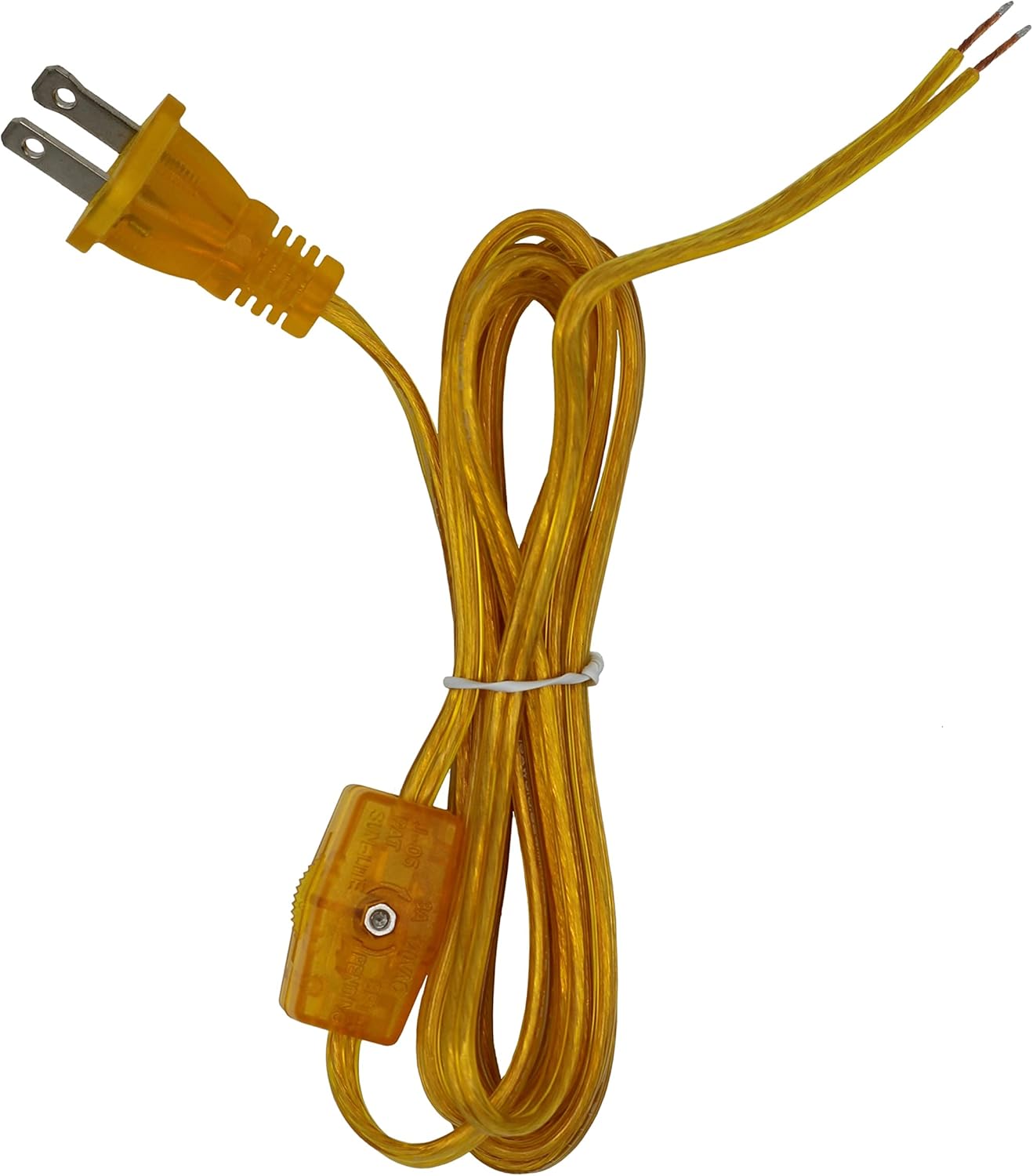 Creative Hobbies 8 Foot Gold Lamp Cord with On/Off Switch, SPT-1 Power Cord, Replacement Lamp Part, UL Listed (1)