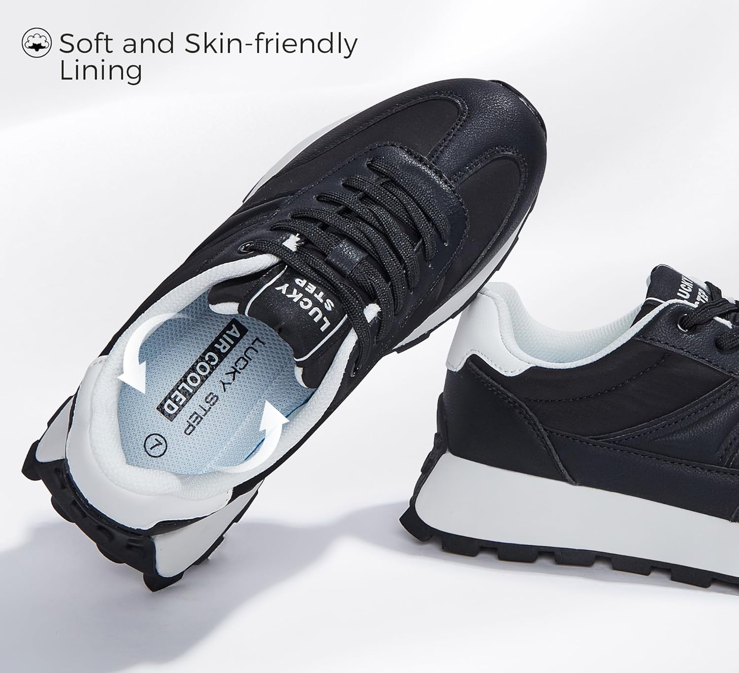 LUCKY STEP Women's Platform Retro Sneakers Classic Trainers Casual Footwear Tennis Running Chunky Lace-up Stylish Walking Shoes - Image 4