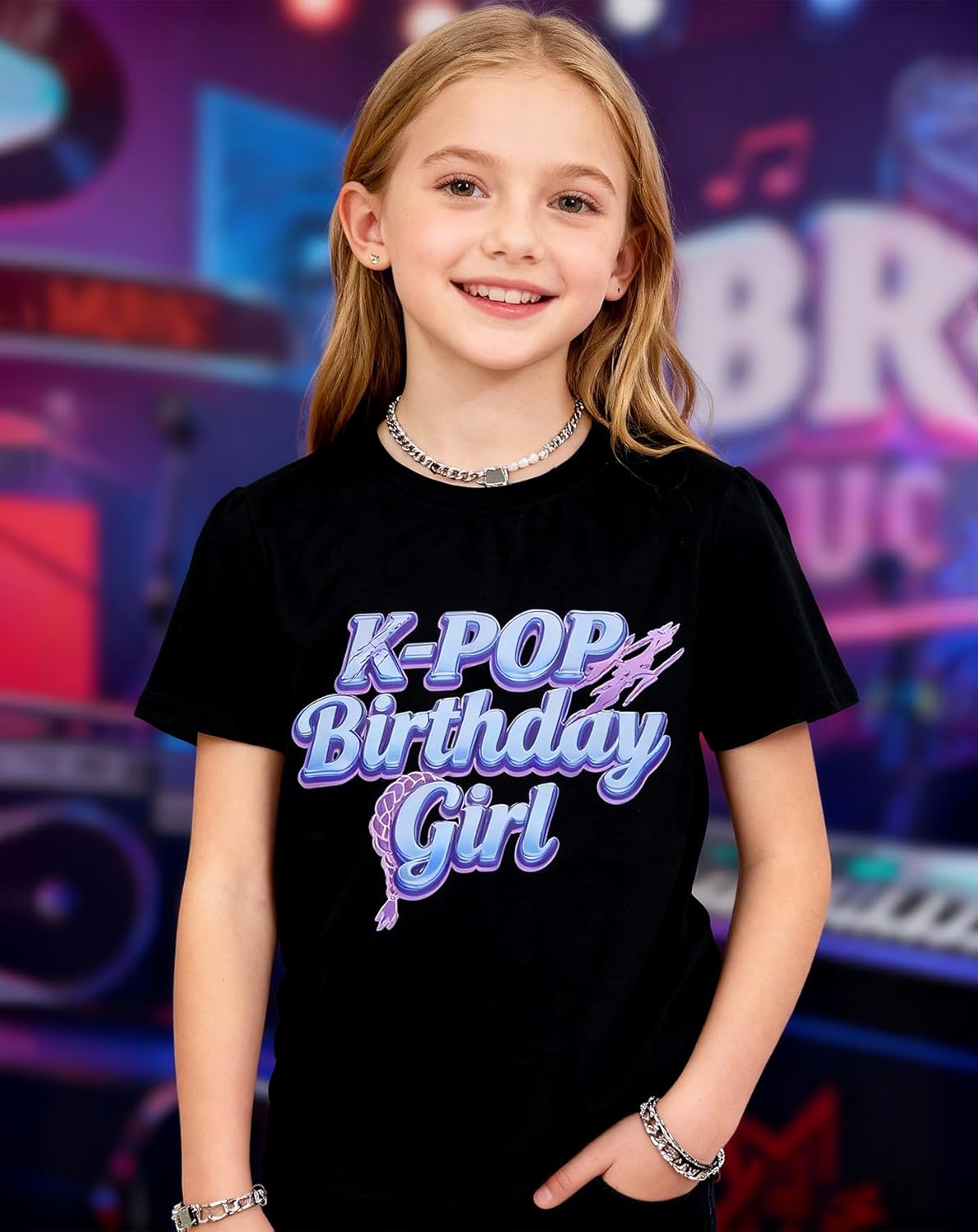Birthday Girl Graphic T-Shirts Cute Kpop Style,Fantasy Birthday Party Outfit for Girls,Short Sleeve Top K-pop Fan Gift Idea - Image 3