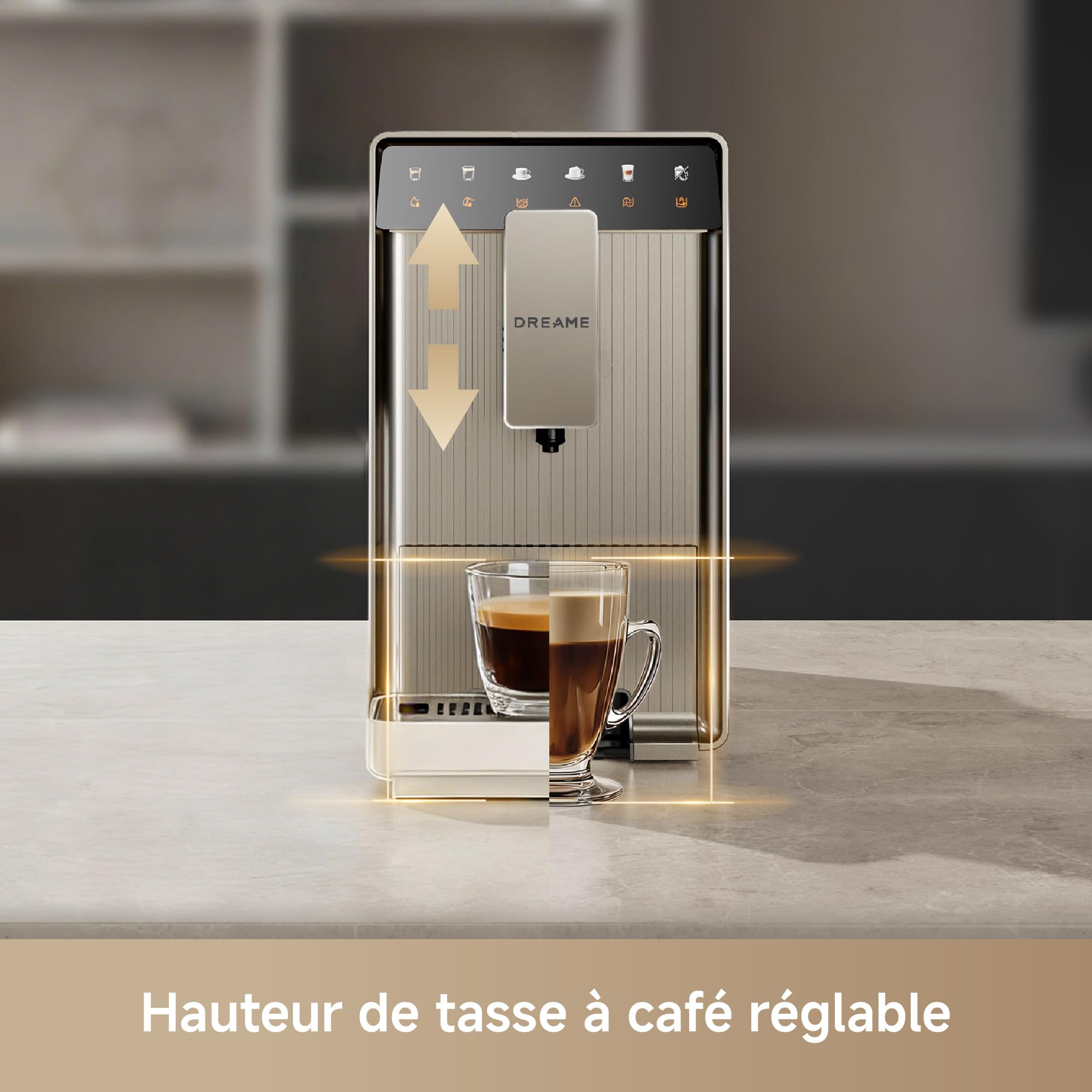 dreame Ecceluxe Slim, Machine à expresso automatique, Un format compact pour un goût digne d'un barista, Design ultra-fin de 18 cm, Écran tactile pour préparer cinq cafés classiques