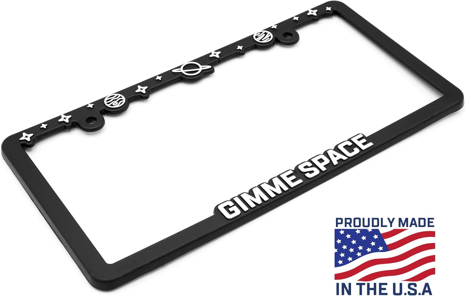 Spiffy Space License Plate Frame Holder Bracket Gimme Space with Planets and Stars for All US/CAN Vehicles | Made in The USA | Cute Star Themed Frames | Cool Raised Galaxy | Slim and Lightweight : Automotive