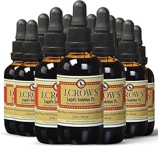 J. CROW'S Lugol's Solution of Iodine 2% 2 oz Professional Pack (12 Bottles)
