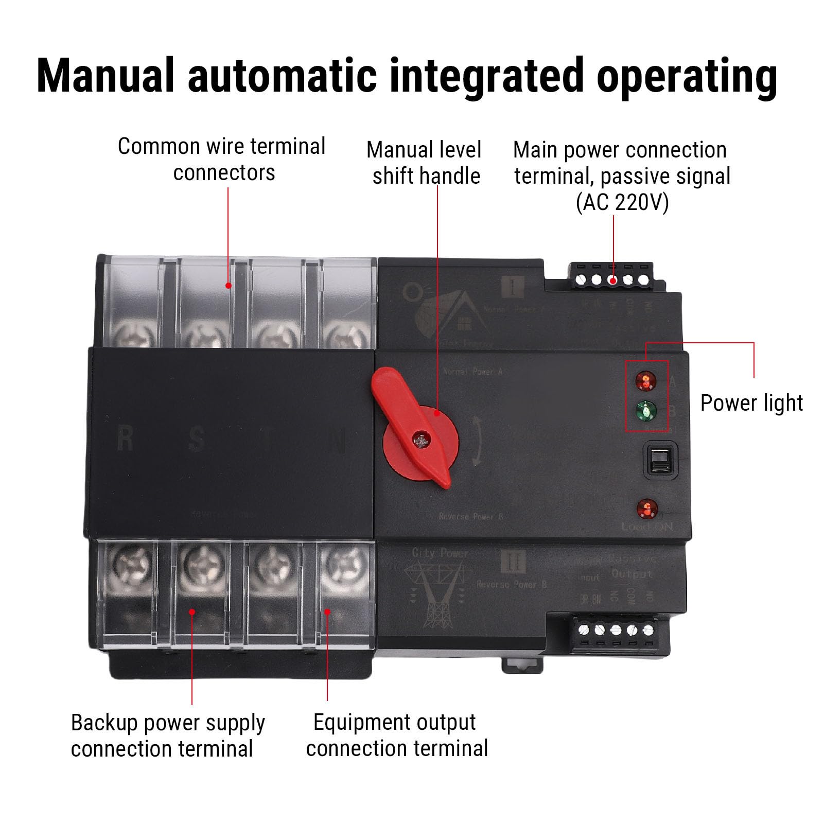 Tangxi Interruptor de Transferencia Automática de Doble Potencia 4P, Unidad de Conmutación Rápida de 100A para Centros Comerciales y Laboratorios