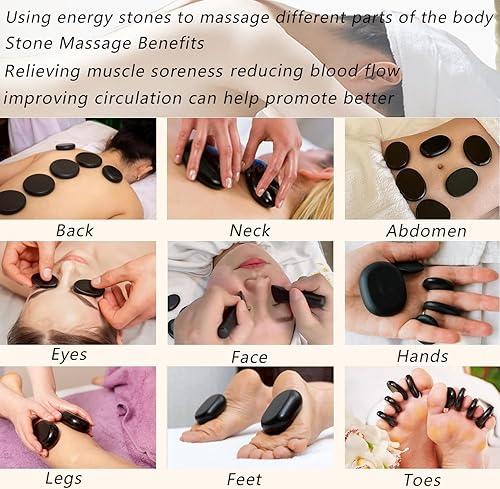 Miniatura 3 de MINGJISHIYE Piedras calientes para masaje, calentador de piedras de masaje de basalto, kit de masaje de piedras calientes de 18 piezas para terapia