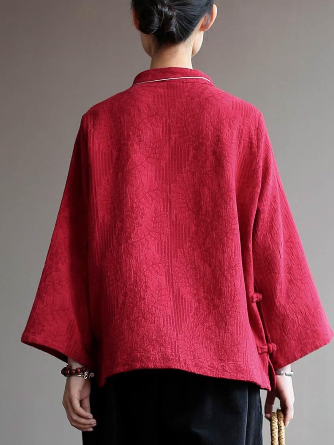 LUZU JUNU Spring Fall Women Shirts Jacquard Cotton Linen Chinese Cheongsam Frog Button Tops Blouse
