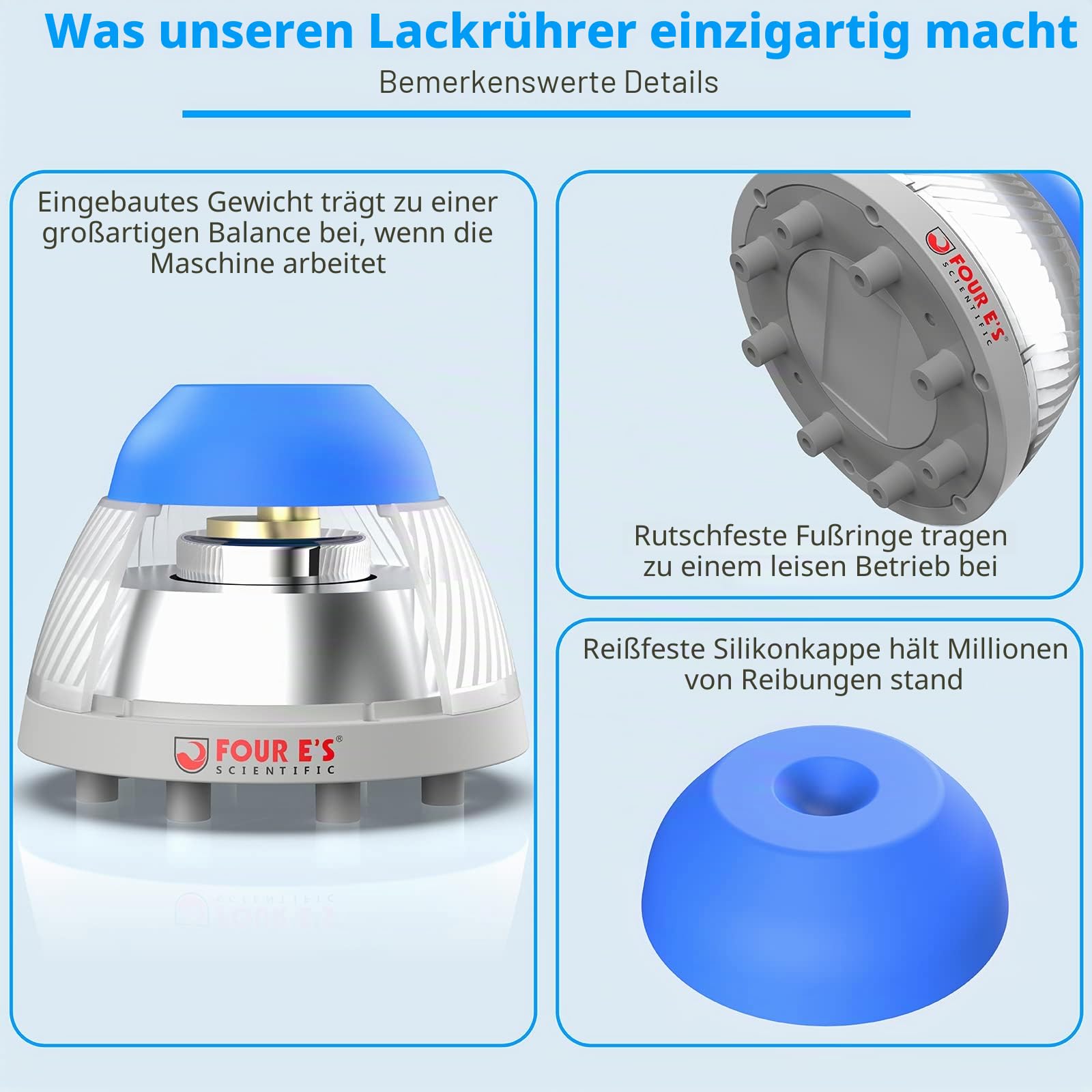 FOUR E'S SCIENTIFIC Vortex Mixer mit 100-pcs Stahlkugel, schnelles Mischen Touch Mode, 5.5 mm Orbit und 5000 Drehzahl, Vortex Shaking Mixer für Acrylfarbe Nagellack Labor Reagenzglas