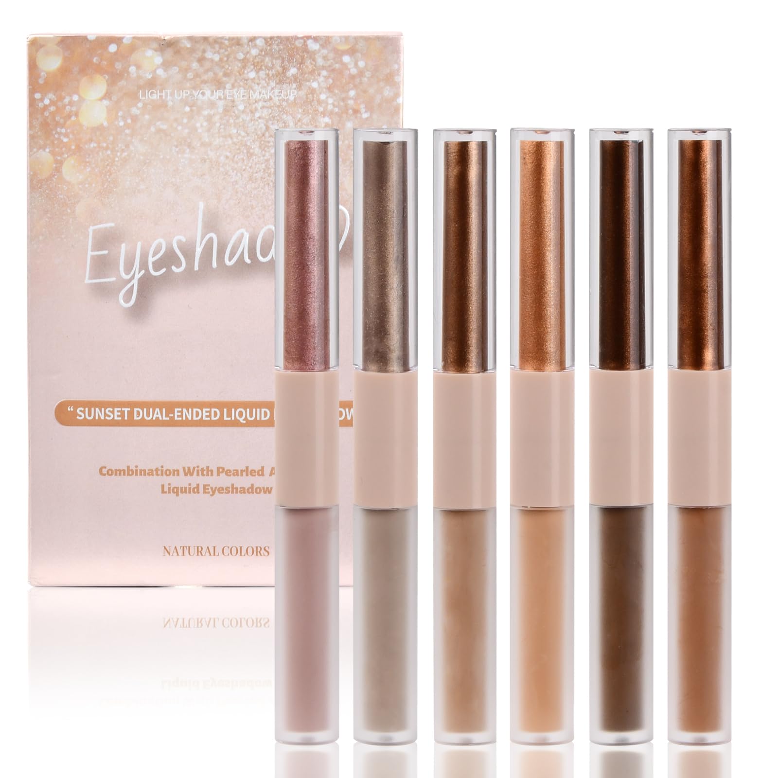Cozlly 12 Colores Sombras de Ojos Líquidas, (6 Color Mate + 6 Color Nacarado), Pigmentado, Resistente Al Agua y Larga Duración, Sombra de Ojos Líquida Brillantes, Kits de Maquillaje de Ojos