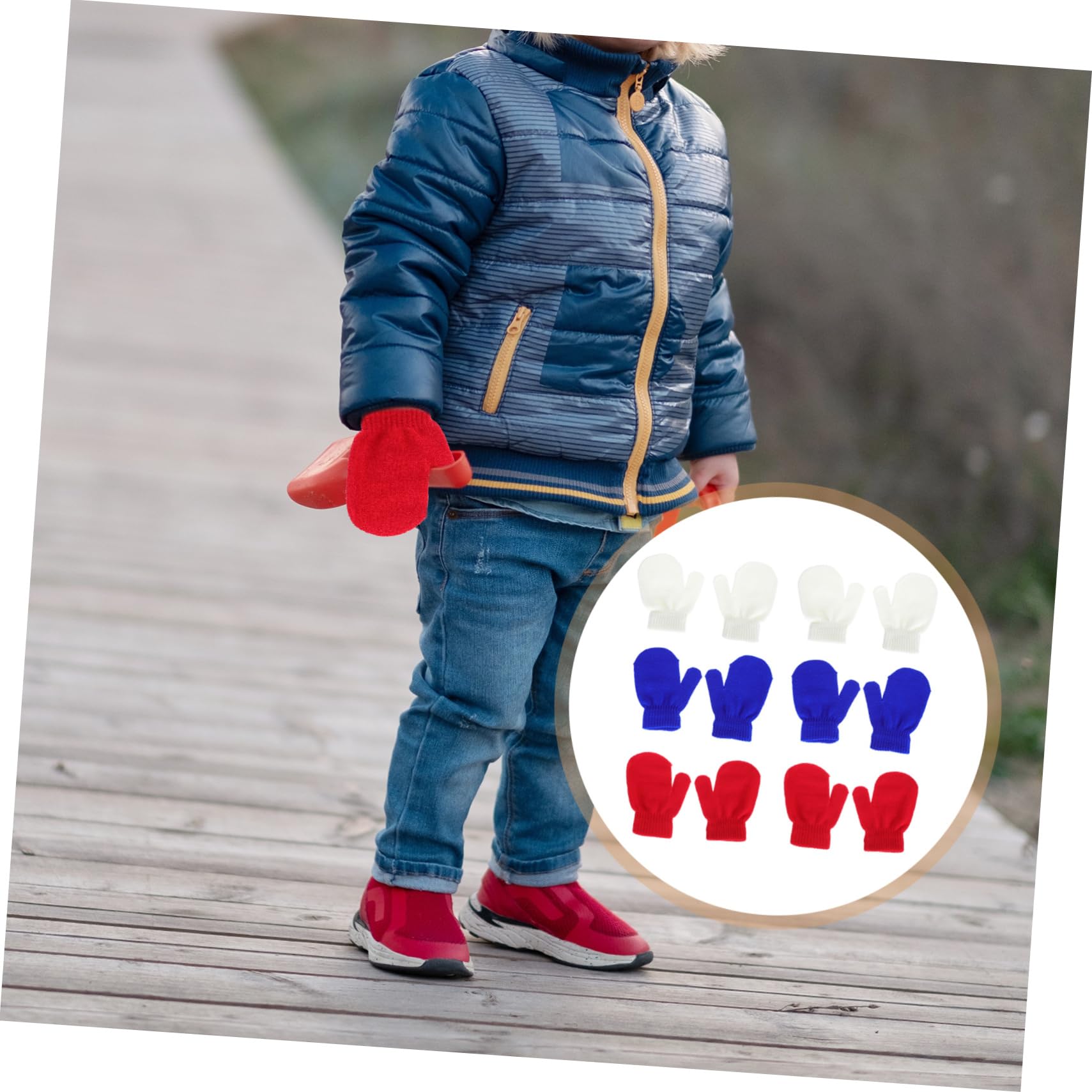 CONGARTENO 6 Pairs Boys and Girls Knitted Mittens Warm Winter Gloves for Boys Girls Knitted Craft Mittens