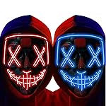 Poptrend Halloween Mask LED Light up Mask Scary mask for Festival Cosplay Halloween Costume Masquerade Parties,Carnival,Gift (2 Pack-A)