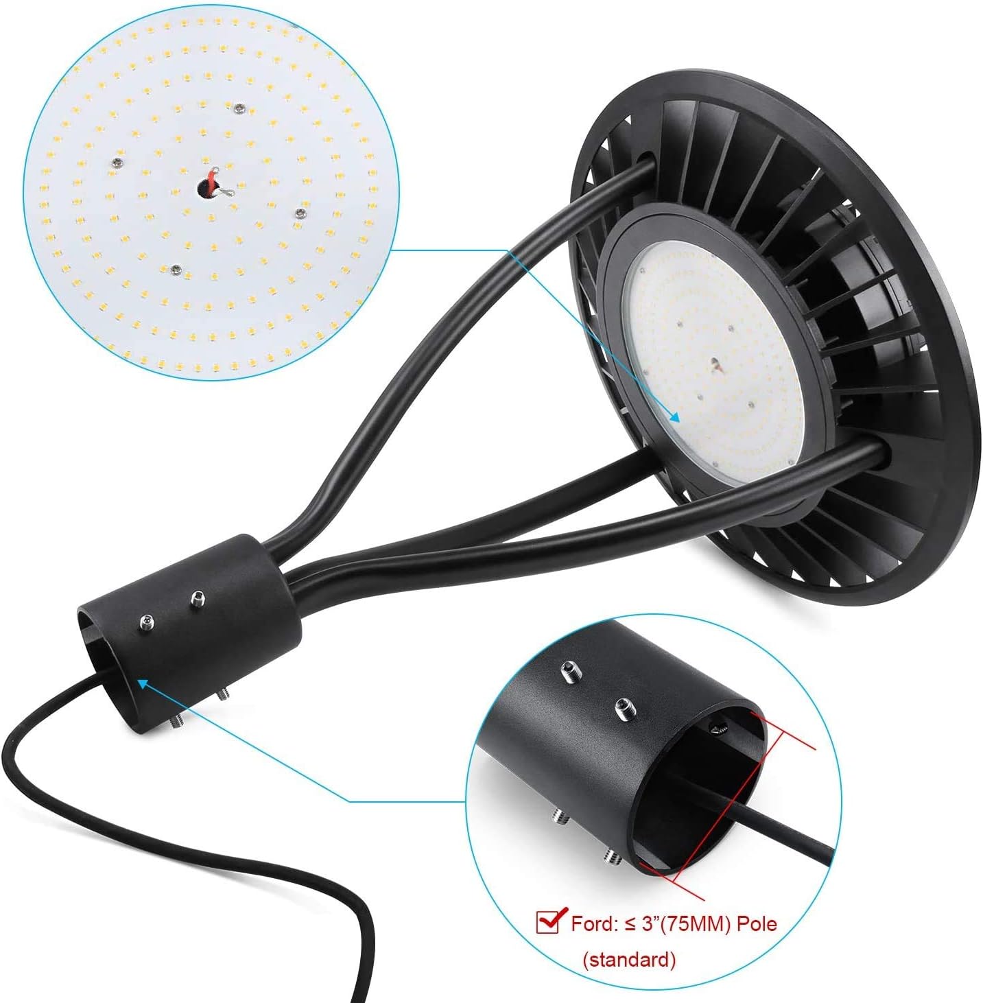 Best Cyber Monday 🔥 Led Post Top Light 60W DLC/ETL Listed 8,700Lm 5000K Daylight IP65 Waterproof LED Post Top Outdoor Circular Area Pole Light [300W Equivalent] for Garden Yard Street Lighting