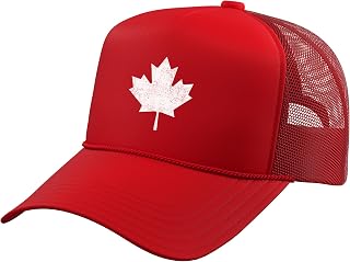 Vintage Maple Leaf Retro Canada Flag Canadian Pride Souvenir Trucker Hat with Adjustable Mesh Back