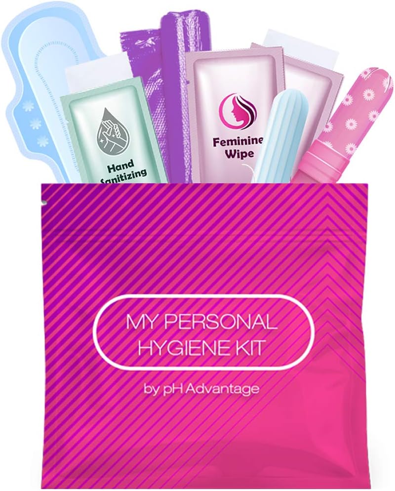 Menstrual Kit All-in-One | Convenience on The Go | Single Period Kit Pack for Travelling, Tweens & Teenagers or Emergency situations | Individually Wrapped Feminine Hygiene Products (Pink)