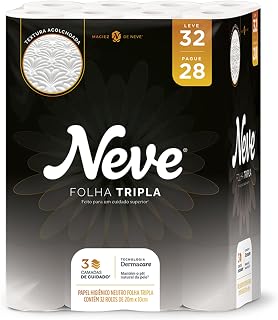 Neve Papel Higiênico Supreme Folha Tripla, 20m, Leve 32 Pague 28 Rolos