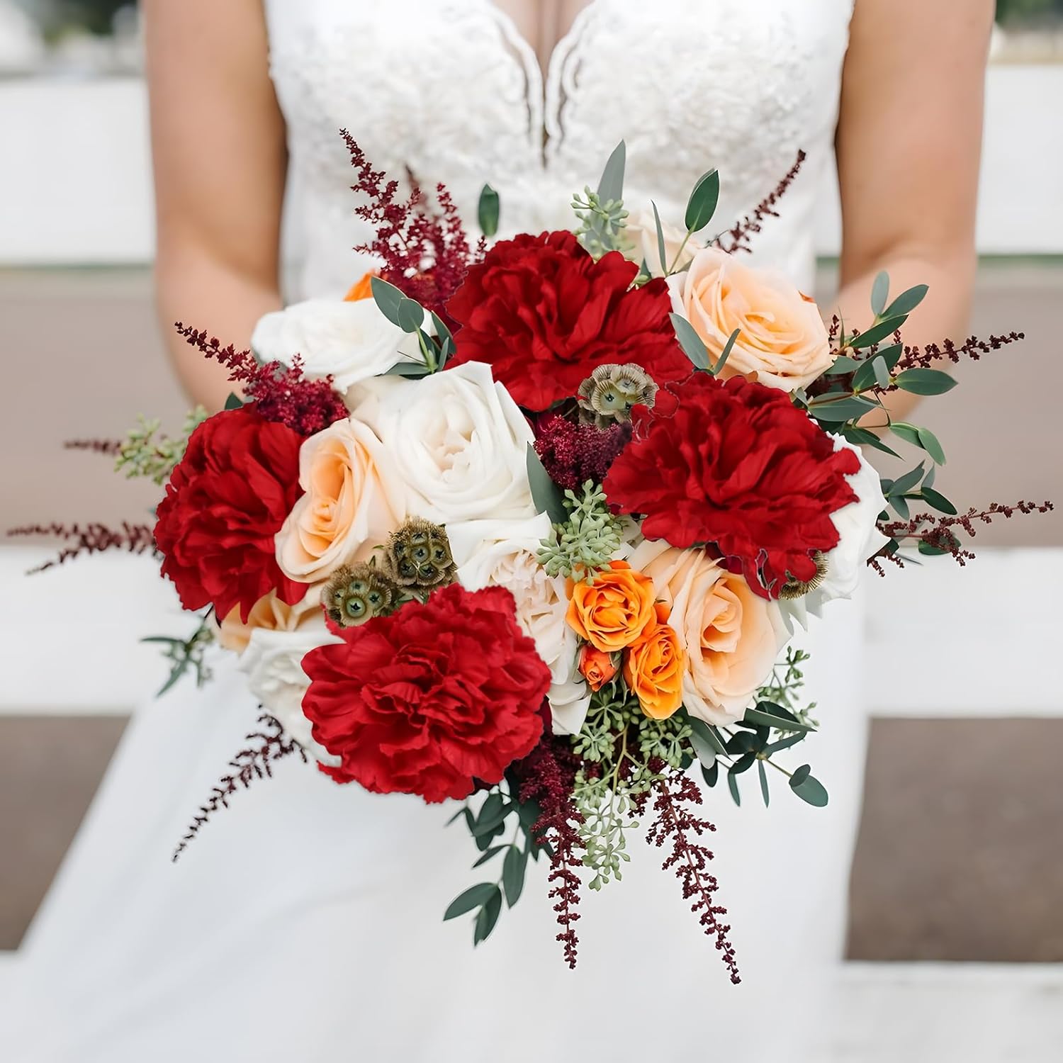 Red Carnations Artificial Flowers 15PCS Carnations Flowers Silk Flowers 21.25in Fake Flowers for Wedding Home Table Centerpieces Floral Arrangements(Red) - Image 2