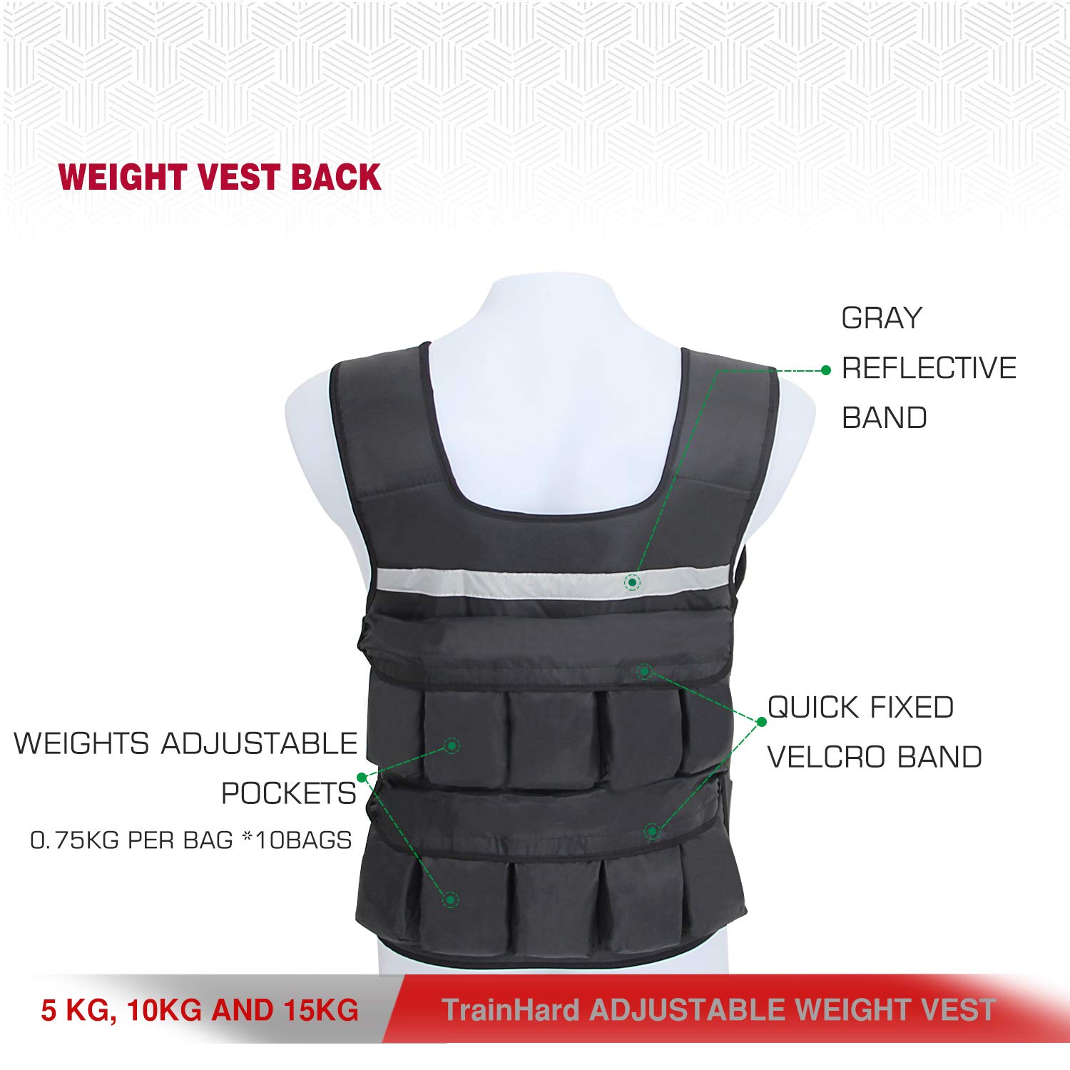 Gewichtsweste Für Männer – 15,9 Kg Verstellbar, Aus 600D Nylon – Für Krafttraining, Laufen & Muskelaufbau