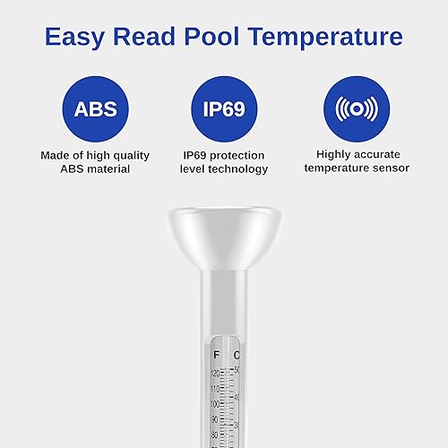 Miniatura 3 de SereneLife Termómetro flotante para piscina, fácil de leer para la temperatura del agua con cuerda para jacuzzis, piscina de bebé, estanques de