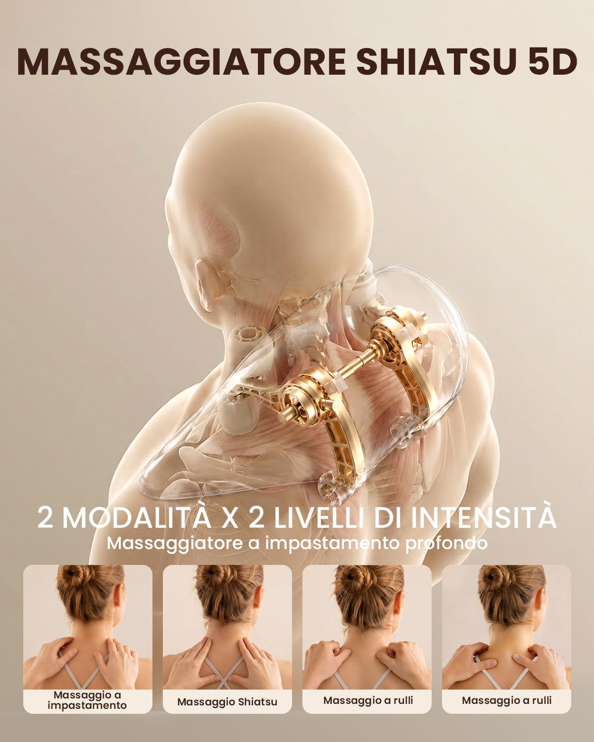 Breo N5mini Massaggiatore Cervicale Shiatsu con Calore, Impastare, grigio | 5D massaggio Shiatsu profondo per sollievo dal dolore, calore, senza fili, silenzioso e portatile per casa, ufficio e viaggi