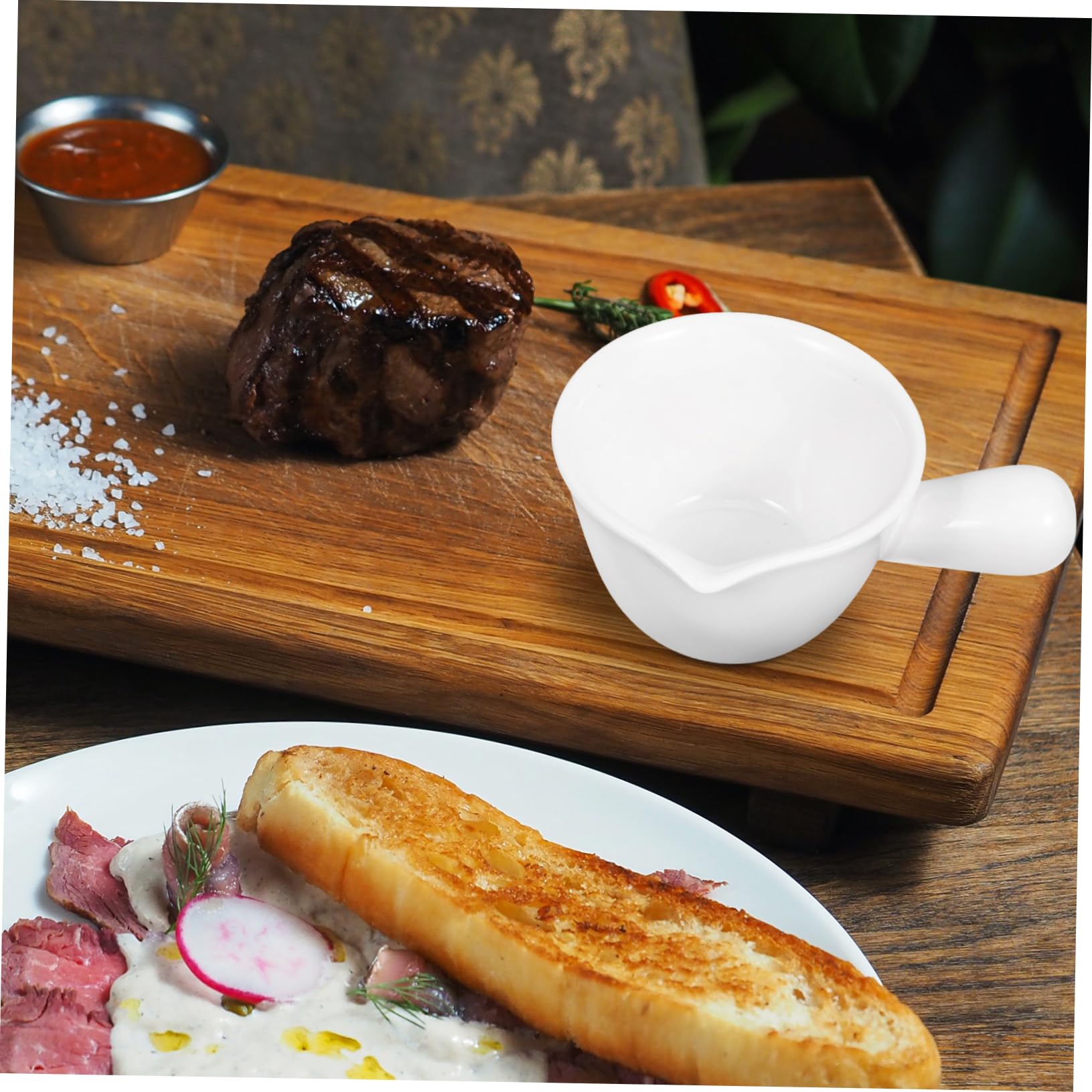 KICHOUSE Small Milk Jug Milk Cup Milk Dispenser Coffee Creamer Pitcher Gravy Pitcher Soy Sauce Plate Creamer Dispenser Creamer Jug Small Syrup Pitcher Gravy Dispenser White Ceramics