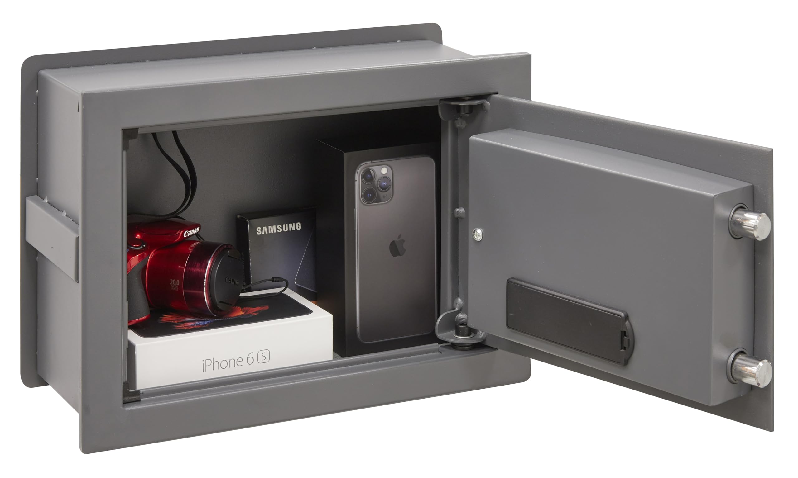 Arregui Print 141520 Cassaforte da incasso a muro con apertura tramite impronta digitale o con codice|Cassaforte di sicurezza con lettore biometrico per casa e ufficio|Scomparto estensibile 26 x 35 x