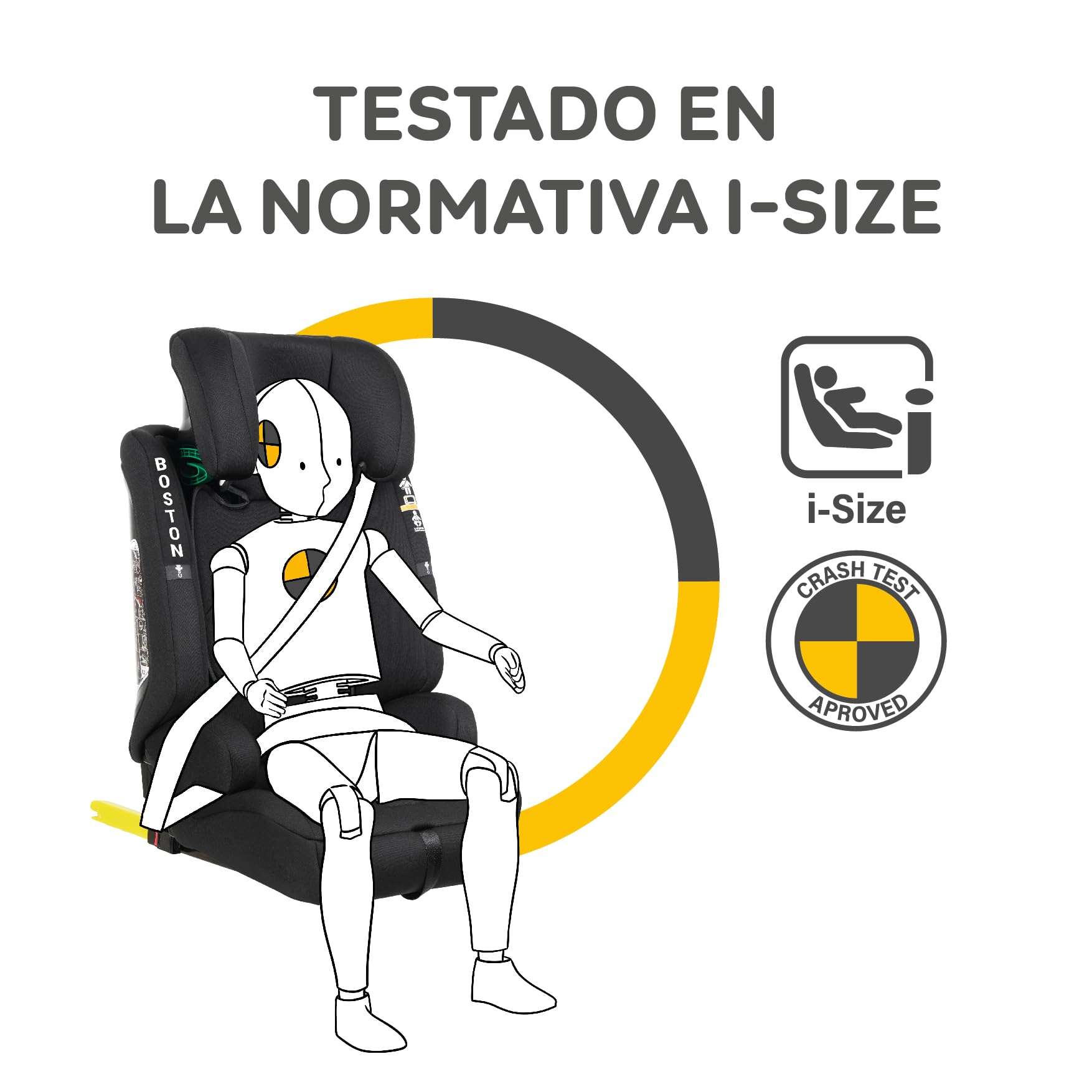 MS - Silla de coche Boston Grupo 1/2/3 Isize (desde los 75 hasta los 150 cms de altura) con Isofix y Top tether, dual.