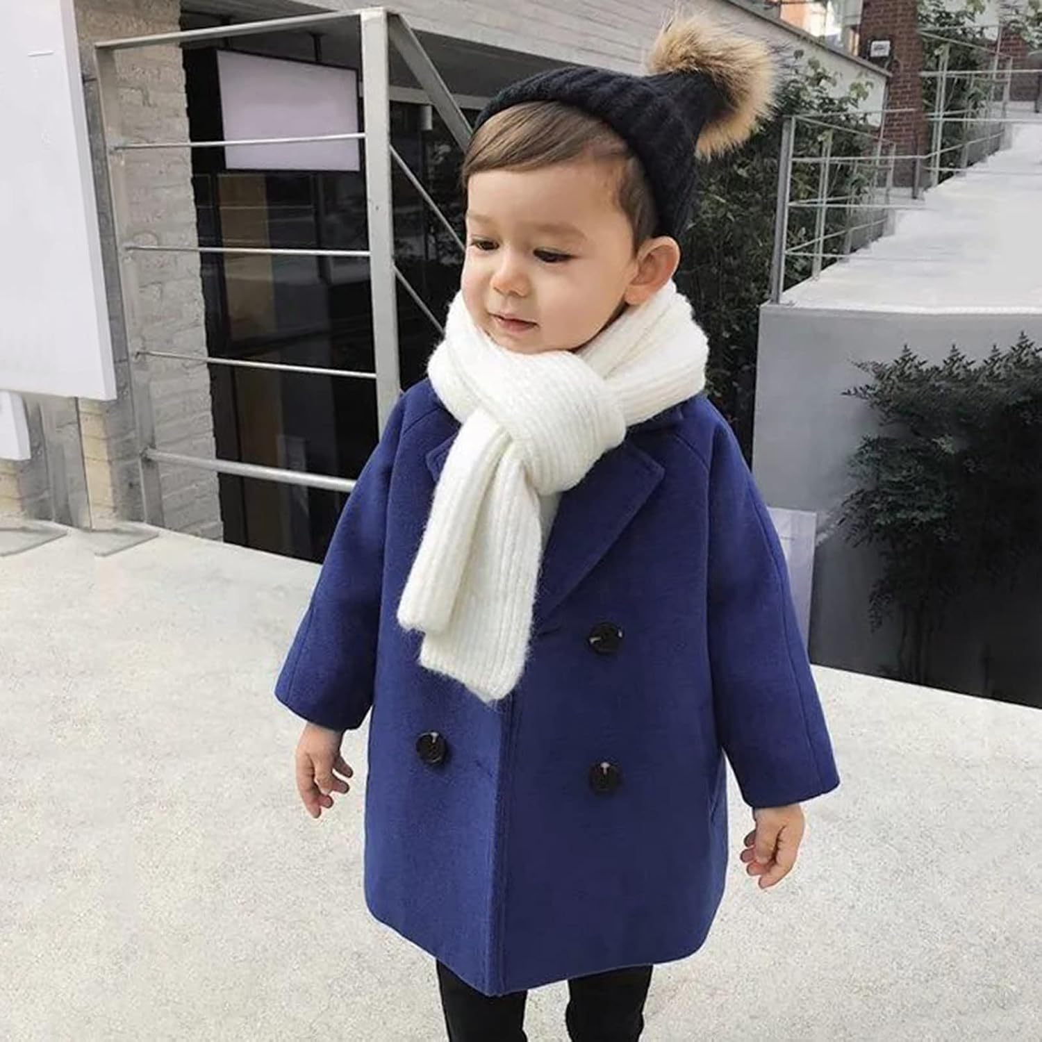 POLG Baby Coats Spring Fall Kid Baby Girl Double Breasted Jacket Trench Coat Outwear Clothes Fleece Warm Open Front Coat