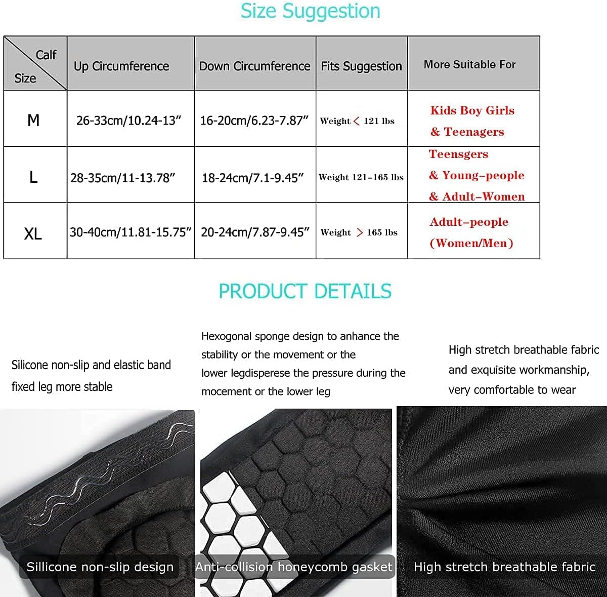 YUNYILAN Soccer Shin Guards Shin Pads for Kids Youth Adult, Football Shin Calf Sleeve with Honeycomb Pads Foam, Support for Shin Splint Baseball Kickboxing Calf Protective Gear (1 Pair) : Sports & Outdoors