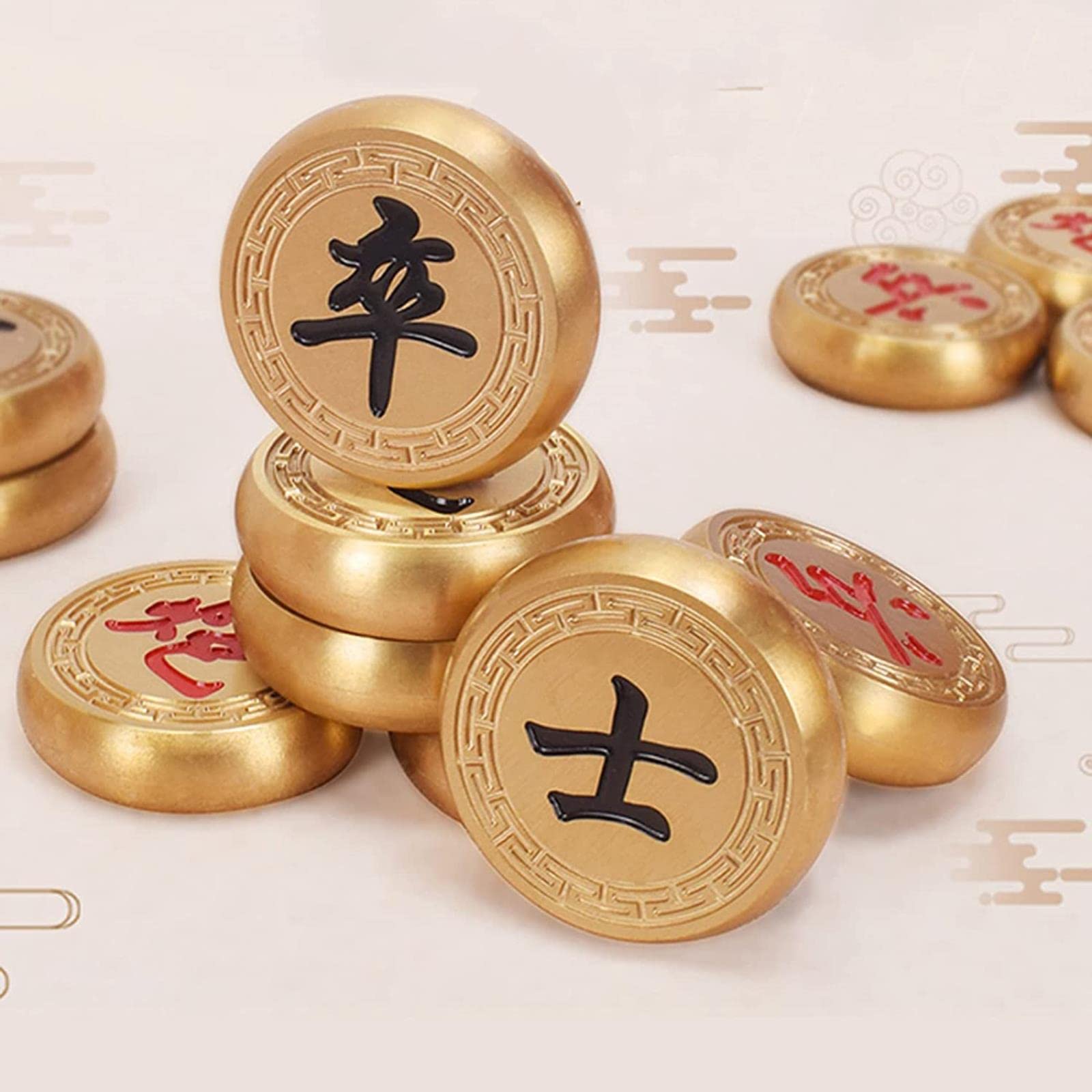 MRKU Set di Scacchi Cinesi in Ottone, Set di Scacchi Cinesi di Alta qualità, Giochi da Tavolo strategici per 2 Giocatori per Adulti e Famiglie, Il miglior Regalo