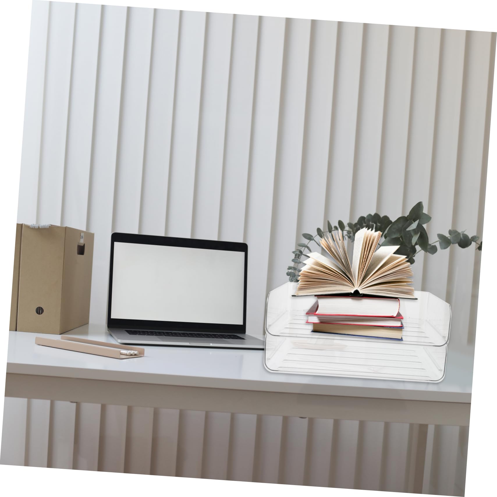 2pezzi Organizer Scrivania Trasparente Supporto Multiuso Per Ufficio Contenitore Per Documenti e Cancelleria Design Moderno e Impilabile Capacità Di Archiviazione Facile Da Pulire