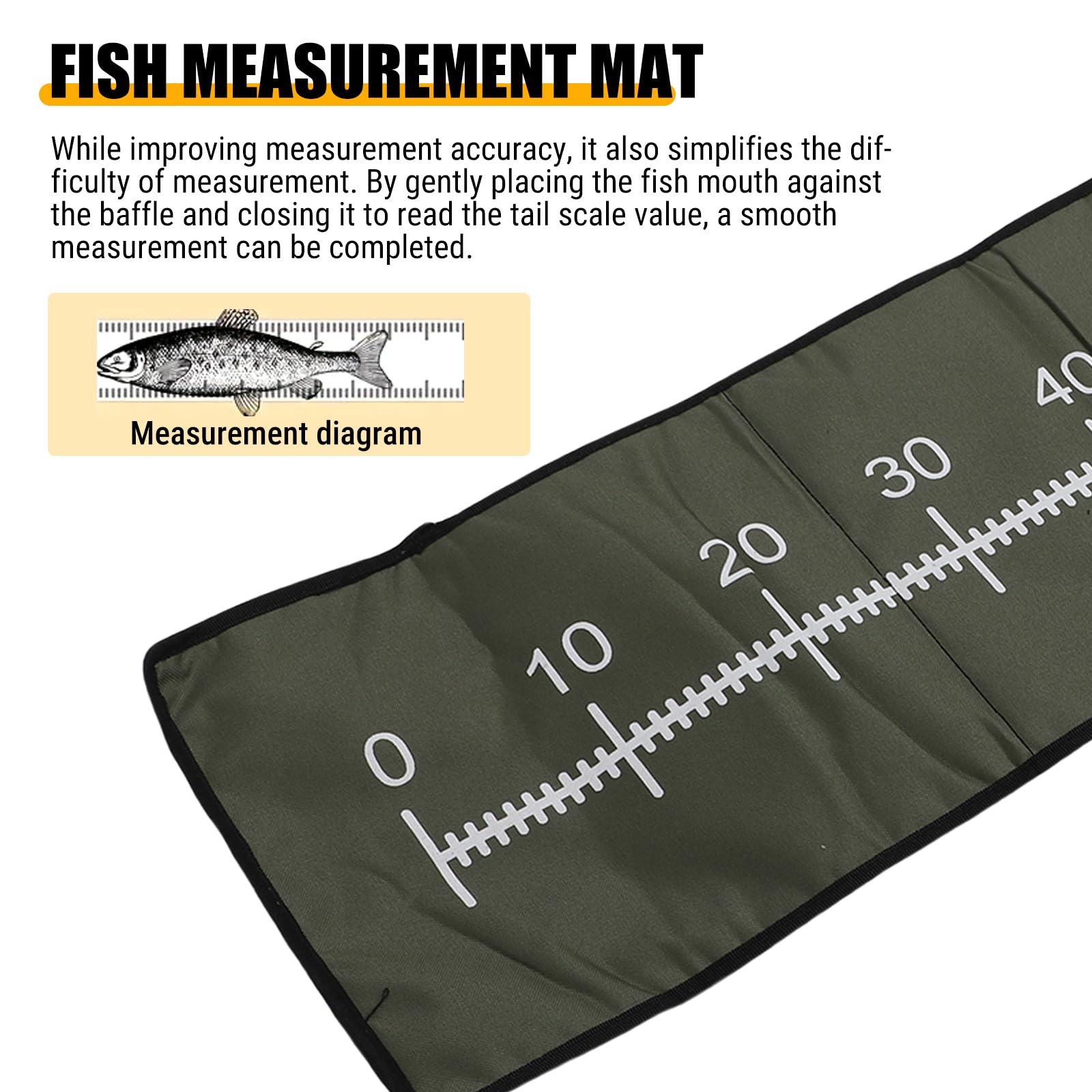 Uadme Tapis de Décrochage, 30x100cm Tapis de Dépose pour la Pêche, pour Débutants Extérieur Mesure des Poissons