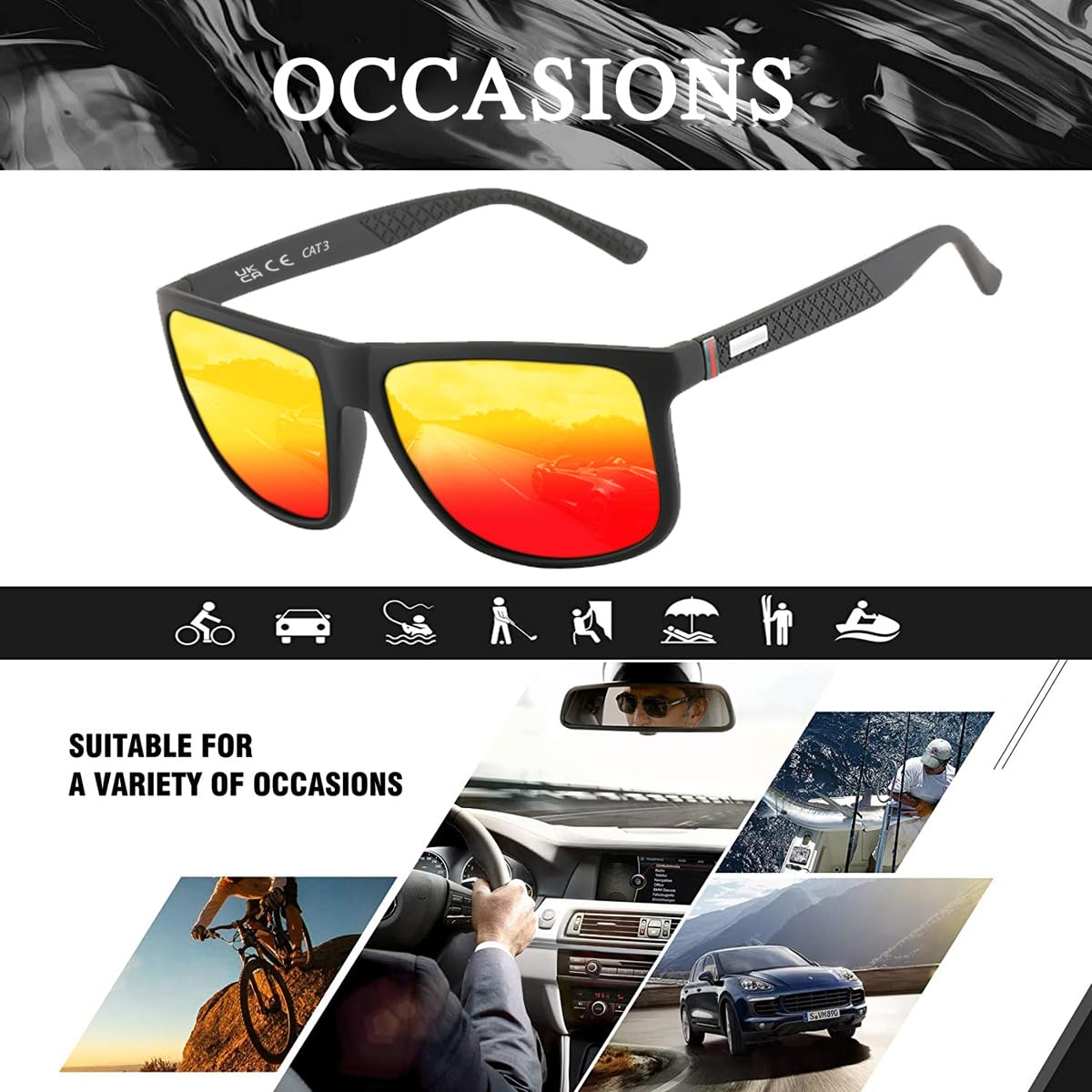 Occhiali da Sole Polarizzati Uomo Donna, Occhiali Vintage Eleganti Montatura Classica, Lenti Pilota HD, Golf Guida Pesca Occhiali da Viaggio Sport all'Aria Aperta Moda Occhiali da Sole