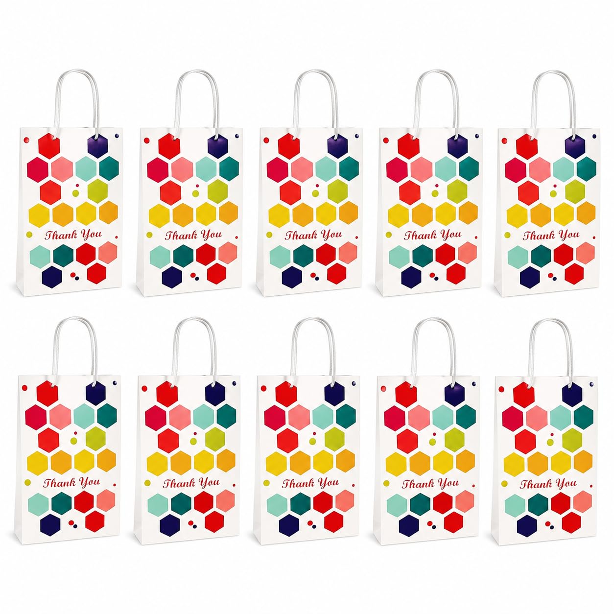 Birthday Popper Premium Small Size Thank You Paper Goody Bags for Return Gifts (Set of 10) - Size: 9 x6 x3 inches - Ideal for Small Gifts -Multicolor-image-39