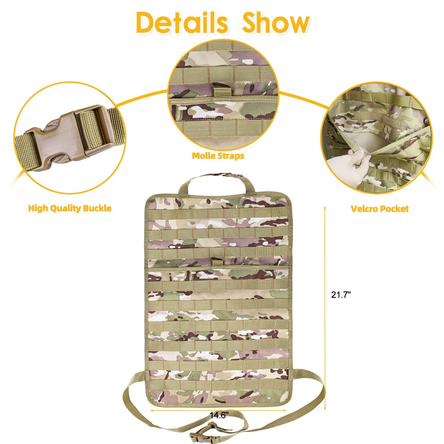 Organizer Tattico per Schienale Auto con 5 Tasche Rimovibili | Sistema Molle Universale Per Auto, SUV E Camion, Protegge Lo Schienale E Ottimizza Lo Spazio