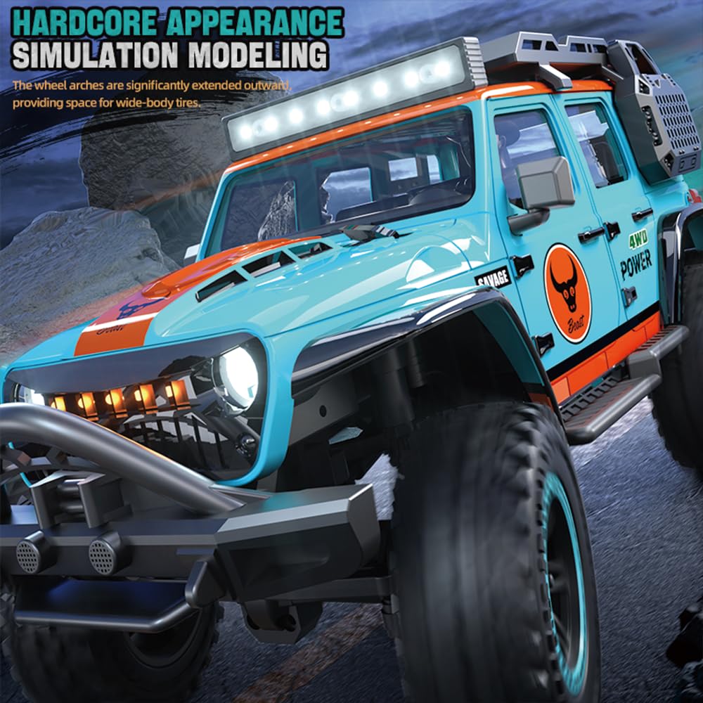 RC Crawler pojazd wspinaczkowy 1/20, zdalnie sterowany model ciężarówki 4WD Off-Road All Terrain, samochód wspinaczkowy terenowy, silnik bezszczotkowy 2,4 GHz, SG206PRO, 3 baterie (niebieski)