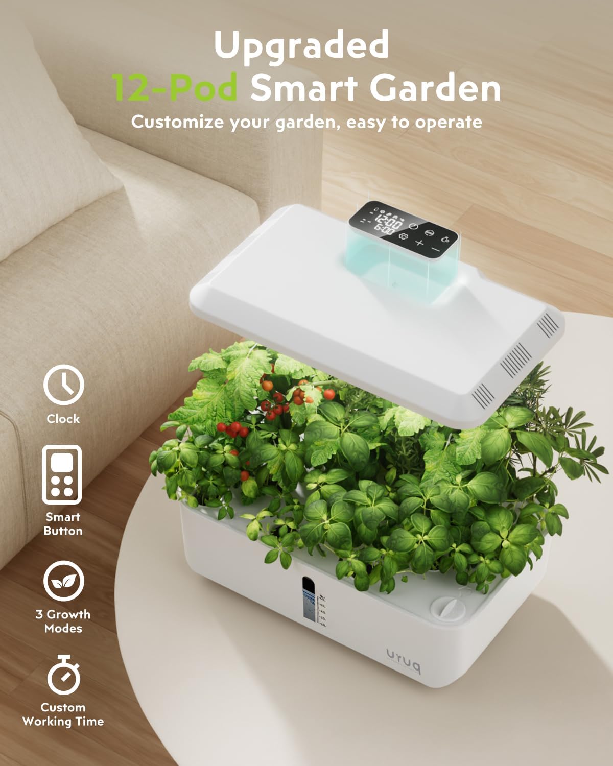 12 Pods Hydroponics Growing System Remote Control White & 140Pcs Hydroponic Pods Supplies