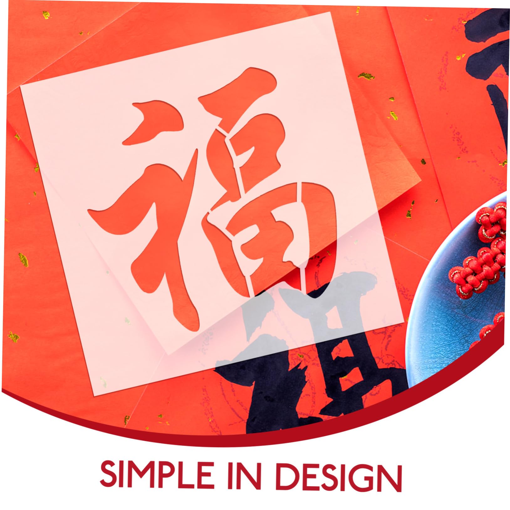 VILLCASE 4pièces Pochoir De Peinture Chinoise Fu Pour Nouvel An Template Pour Décoration Murale Et Artisanat