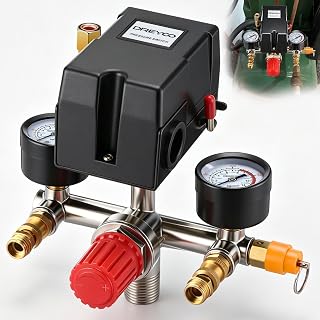 Dreyoo Air Compressor Pressure Switch Manifold Regulator, 135-175 PSI, 20A