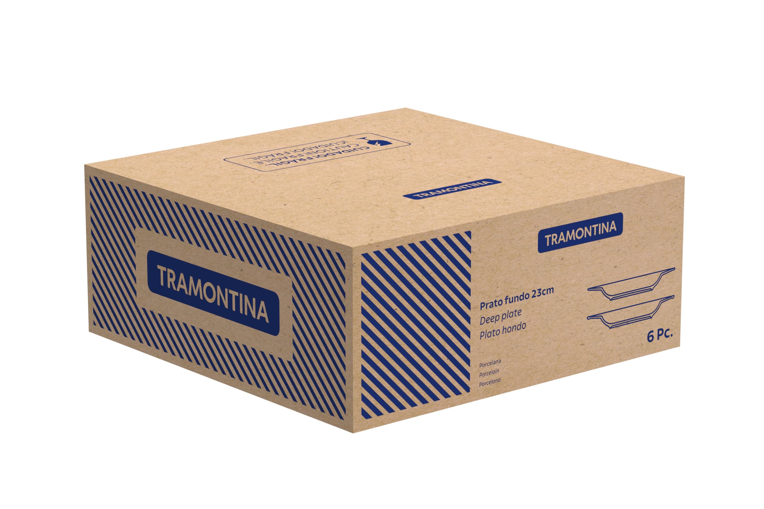 Tramontina Set Piatti Fondi Ingrid in Porcellana Decorata 23 cm 6 Pezzi