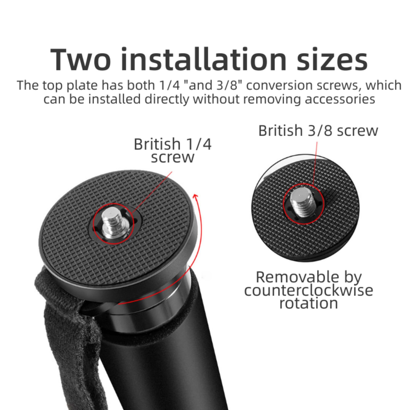 Monopié extensible portátil ajustable de 45 cm a 165 cm para base de trípodes retráctiles de fotografía
