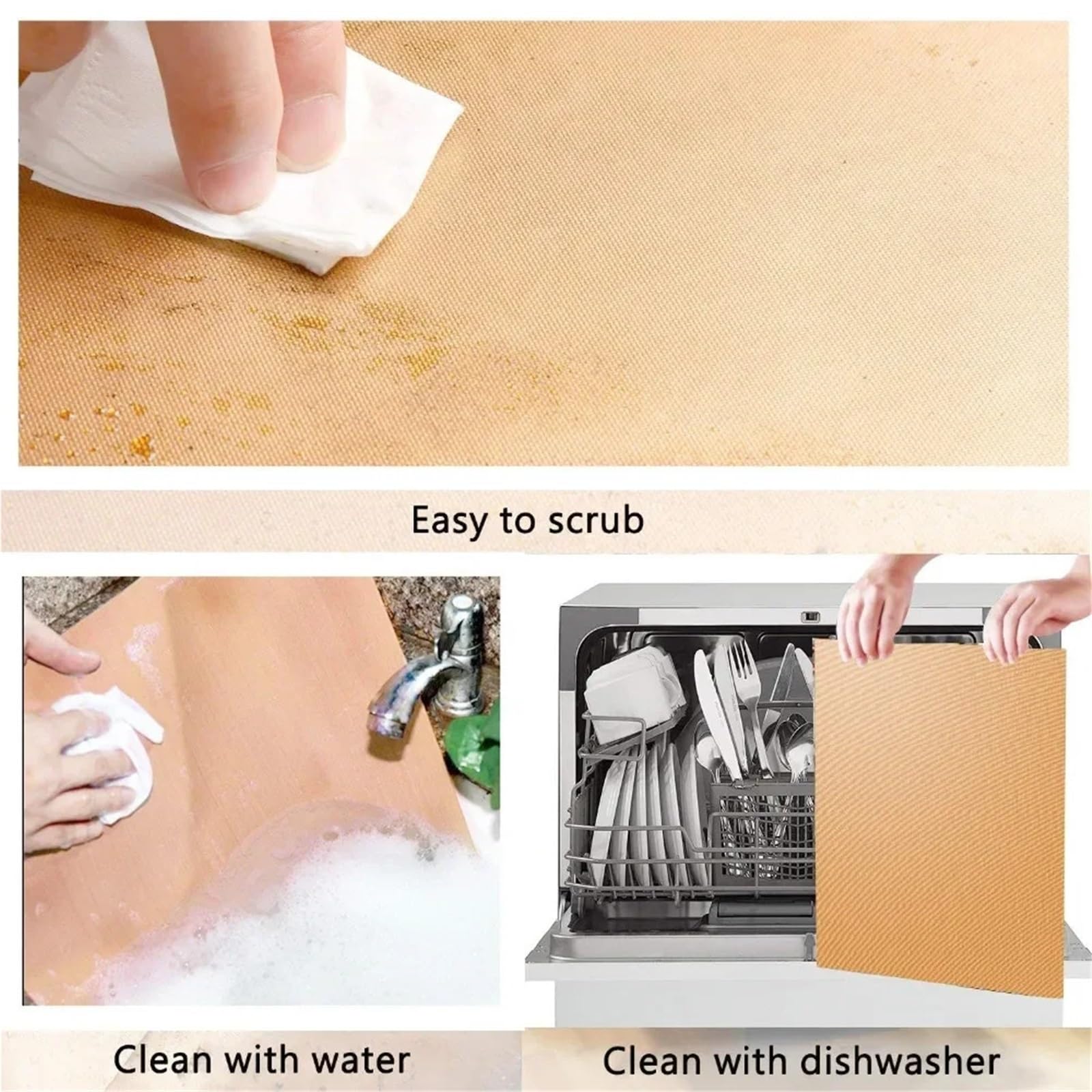 Esterilla Para Horno 3 uds estera antiadherente almohadilla de hule estera de papel de cocina lavable horno reutilizable resistente al calor herramientas de cocina for hornear Para Horno Microondas(Co