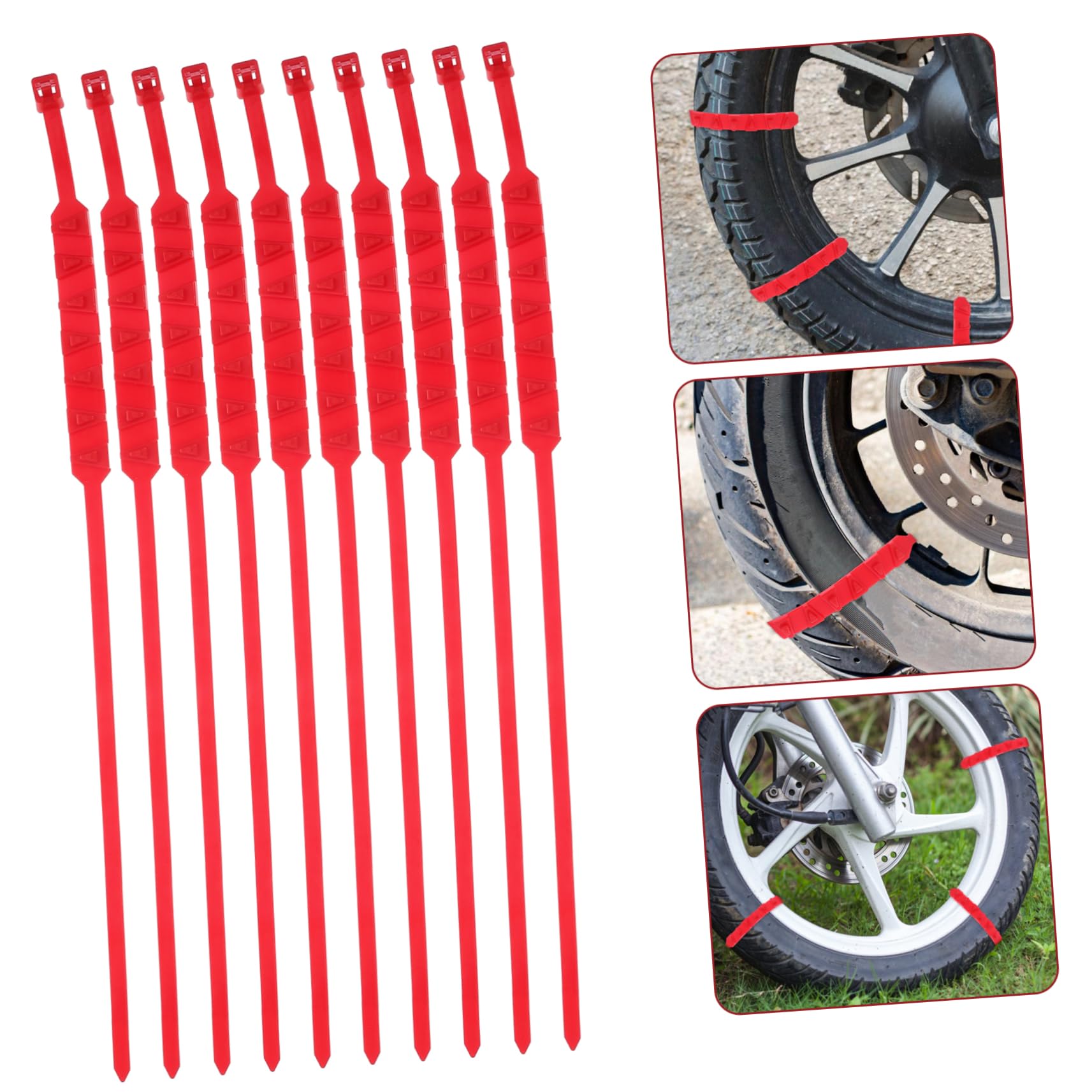 MUCKLILY Snow Traction for Tires 10pcs Electric Bike Chains Motorcycle Chain Tire Studs Nylon Wheel Belts