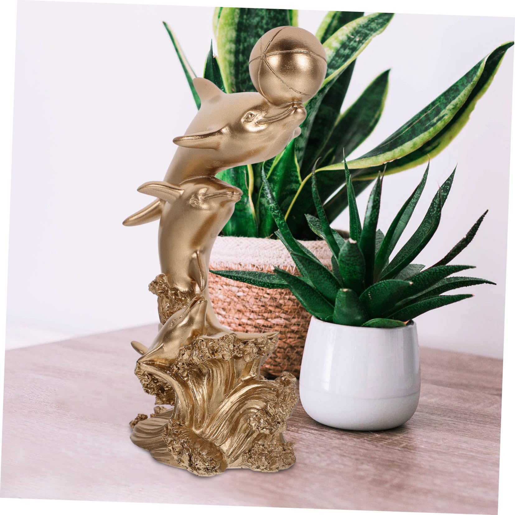 Amazon.co.jp: Toddmomy イルカの飾り 金のイルカの置物 泳ぐ2頭の