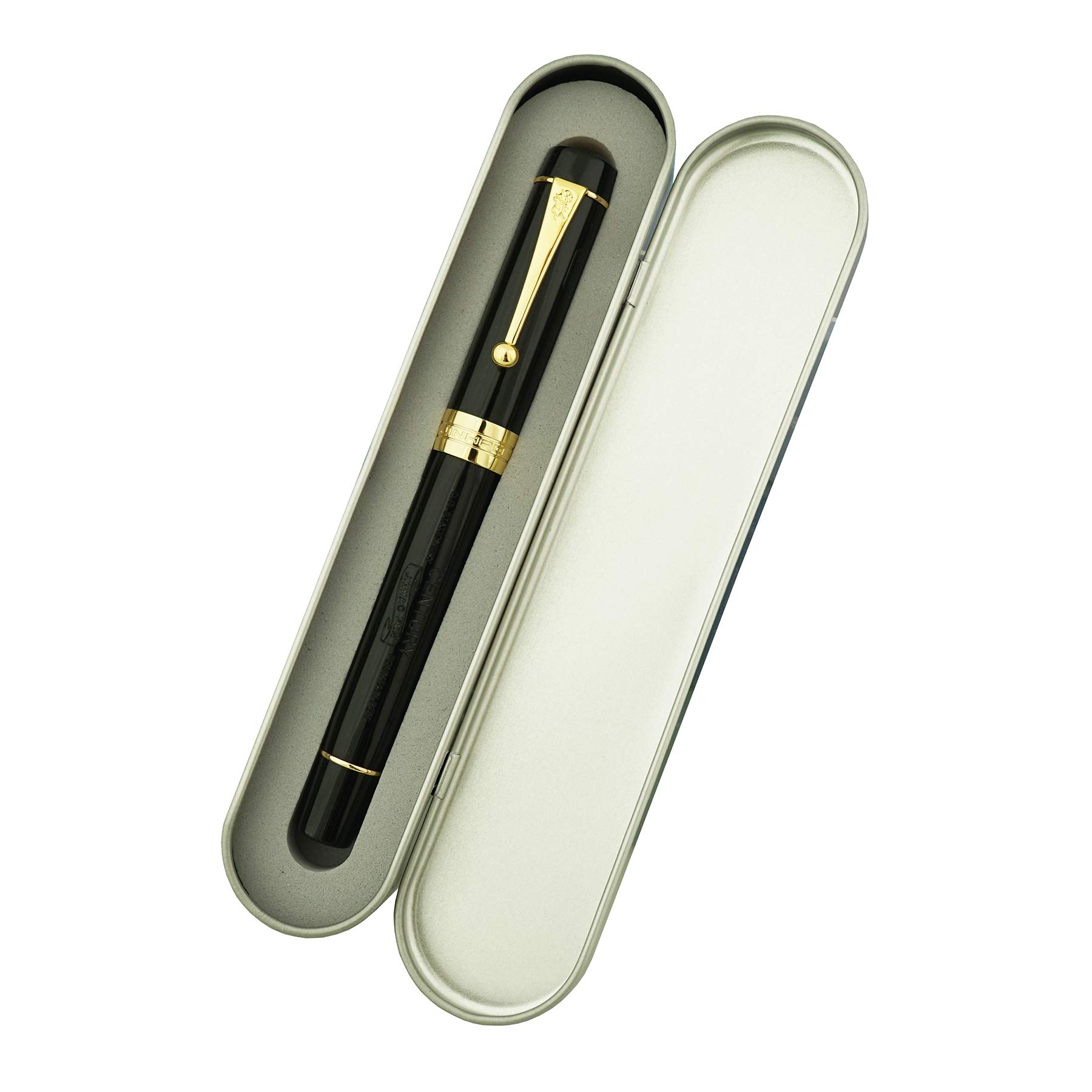 Jinhao 100 Fountain Pen Celluloid Classic Style, #6 Nib Smooth Writing Instrument with Refillable Converter and Pen Case Set - Image 2