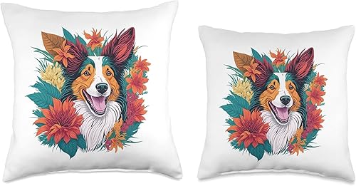 Miniatura 3 de Cute Border Collie Smile Dog Lover sonriente Border Collie Flowers - Almohada para mujer, 16 x 16 pulgadas, multicolor