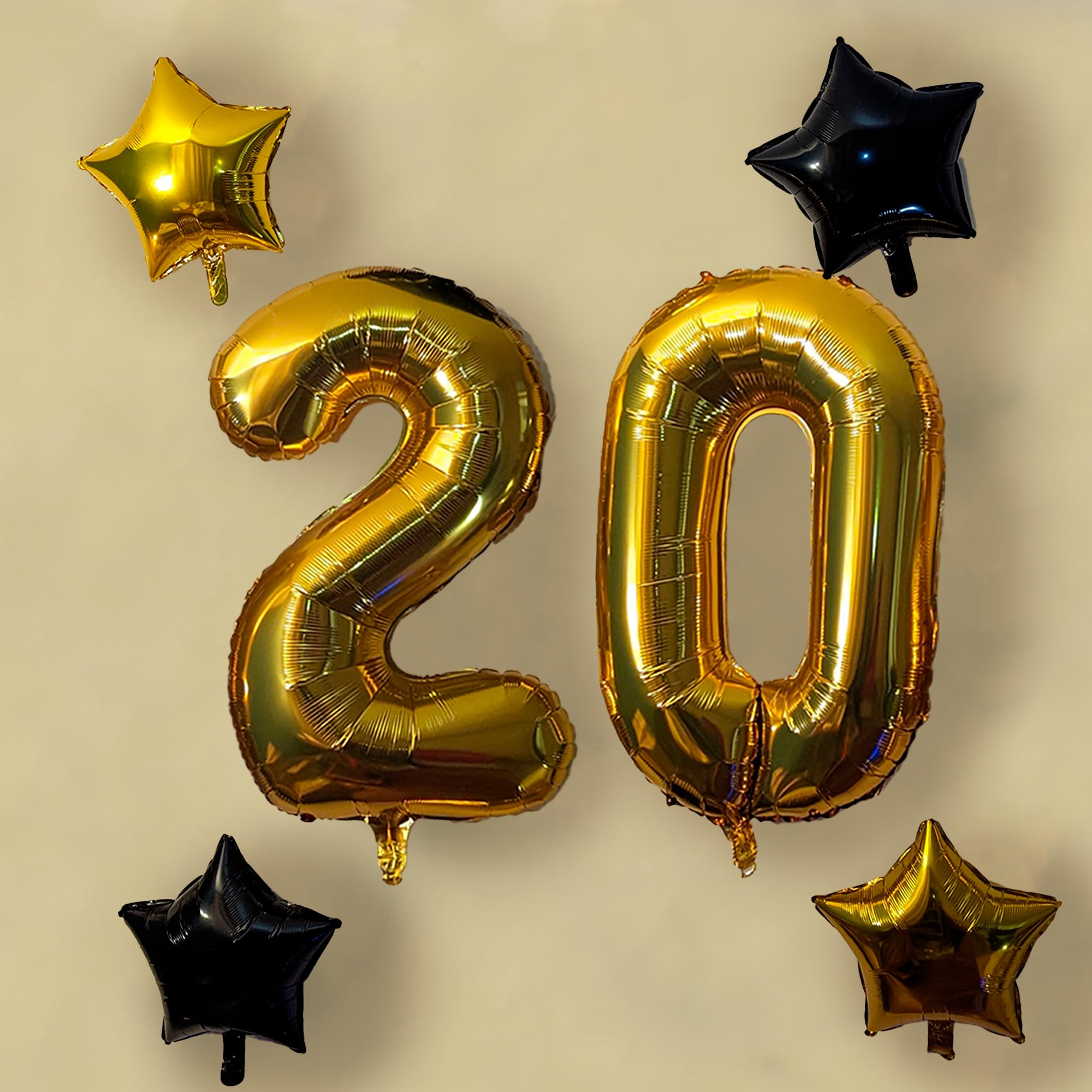 FUNFEST Riesenluftballons 20 Jahre – Gold-schwarz Mit Pailletten, Heliumtauglich