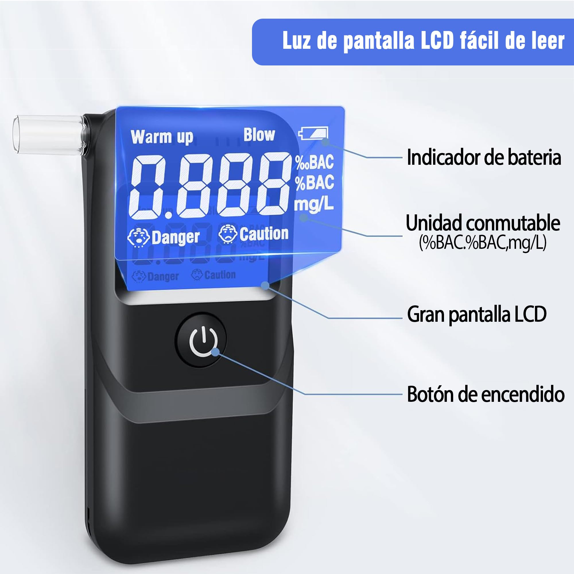 Alkoholtester Mit LCD-Anzeige & 20 Mundstücken - Polizeigenau & Tragbar